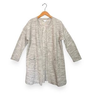 J. Jill Pure Jill Gray Marled Snap Front Long Line Cardigan with Pockets Size M